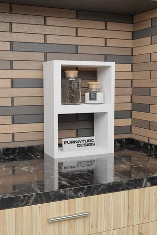 Tezgah Üstü Genişlik Ayarlı Modüler Puzzle Baharatlık Rafı Beyaz - 3