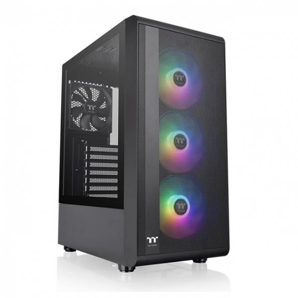 THERMALTAKE s200 tg 550w 80+ argb 3x120mm fan mesh ön panel, tempered glass pencereli oyuncu kasasi