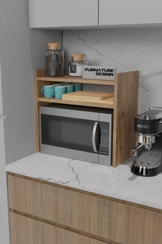 Tezgah Üstü Mikrodalga Fırın Rafı Mutfak Organizer Atlantik Çam - 2