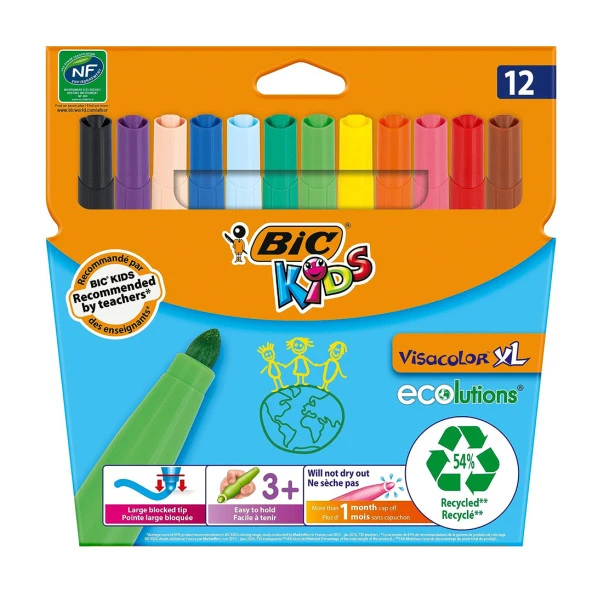 BIC Kids Visa Color XL Keçeli Boya Kalemi 12 Renk