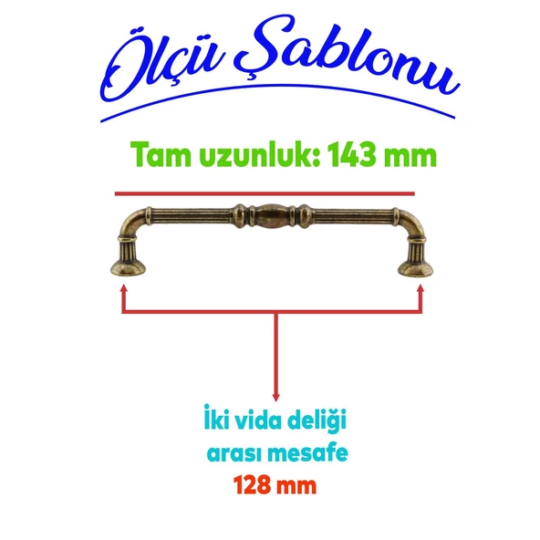 Buket Eskitme Antik Sarı (128 mm-12.8 cm) Metal Mobilya Mutfak Çekmece Dolap Kulpu Kulbu Kulpları - 2
