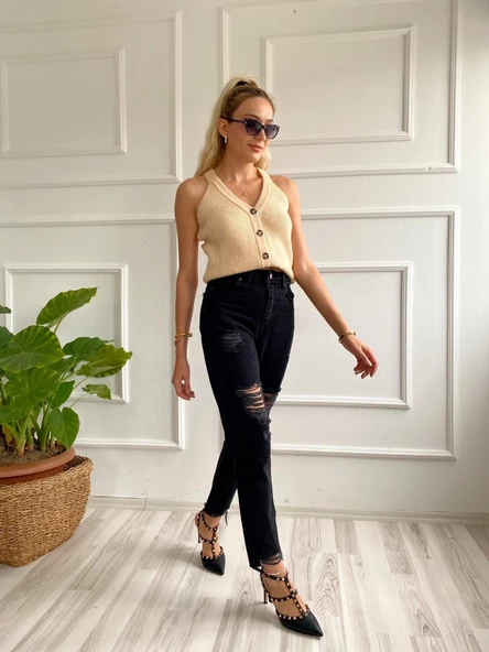 Kadın İtalyan Reglan Yelek Milk - 7