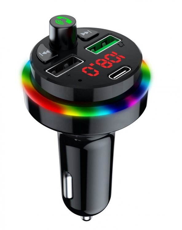 Sprange STF1 Rgb Işıklı PD 25W + QC 3.1A Şarj Bluetooth 5.1V Fm Transmitter - 3