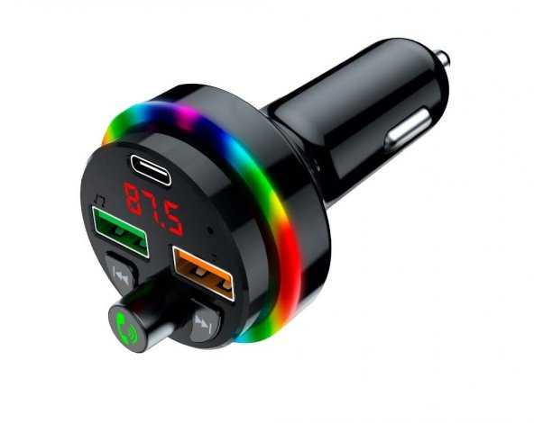 Sprange STF1 Rgb Işıklı PD 25W + QC 3.1A Şarj Bluetooth 5.1V Fm Transmitter - 4