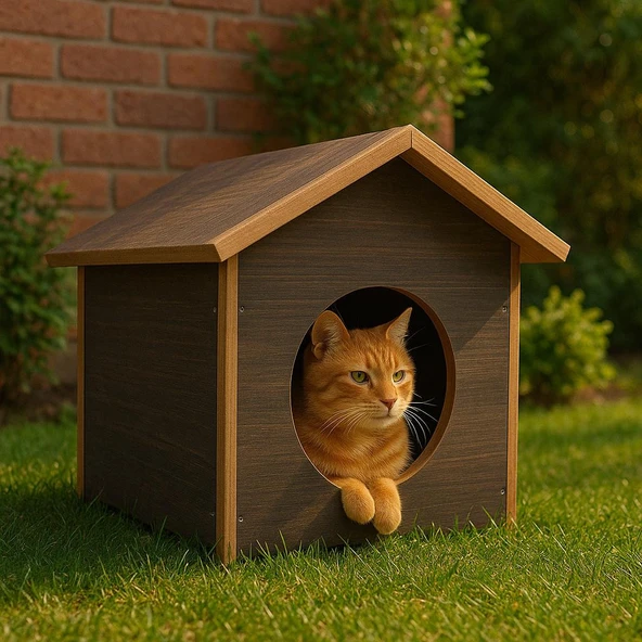 Catmozz Sokak Hayvanlarına Dış Mekan Yağmura Soğuğa Dayanıklı Çatılı Kedi Evi