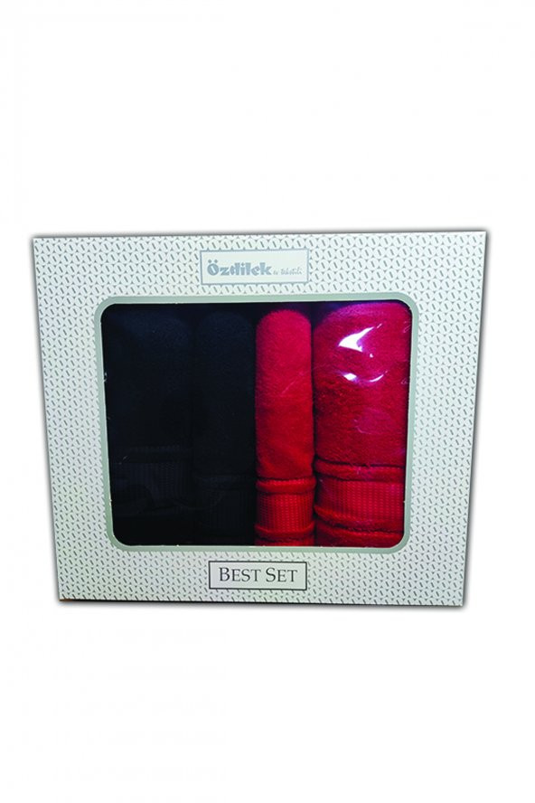 Colourist Best Set Hamam Takımı Siyah Kırmızı