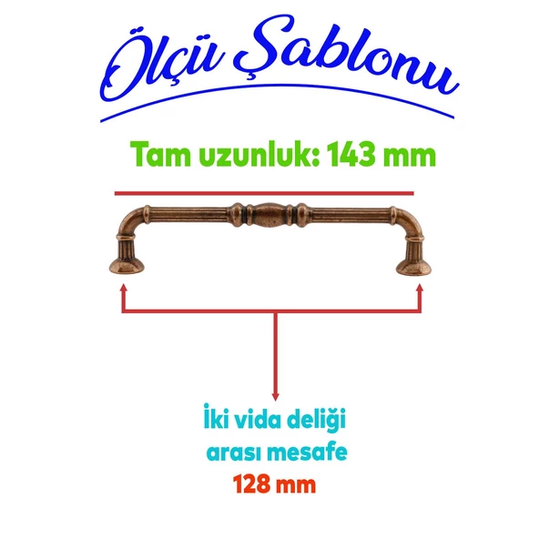 Buket Eskitme Antik Bakır (128 mm-12.8 cm) Metal Mobilya Mutfak Çekmece Dolap Kulpu Kulbu Kulpları - 2