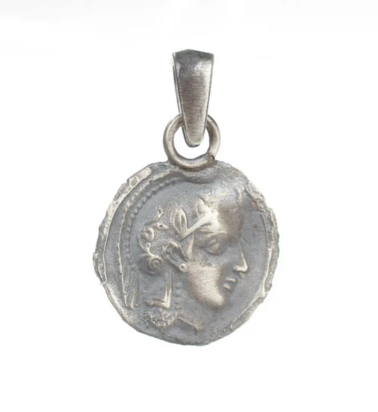 925 Ayar Gümüş Sezar Motifli Madalyon Kolye Ucu - Resim 3