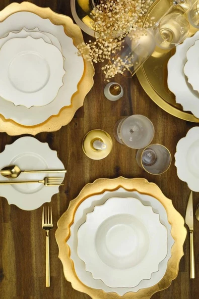 Porland Vintage Altın Yaldız 24 Parça 6 Kişilik Yemek Takımı ürün görseli 1