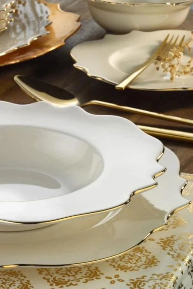 Porland Vintage Altın Yaldız 24 Parça 6 Kişilik Yemek Takımı - Resim 2