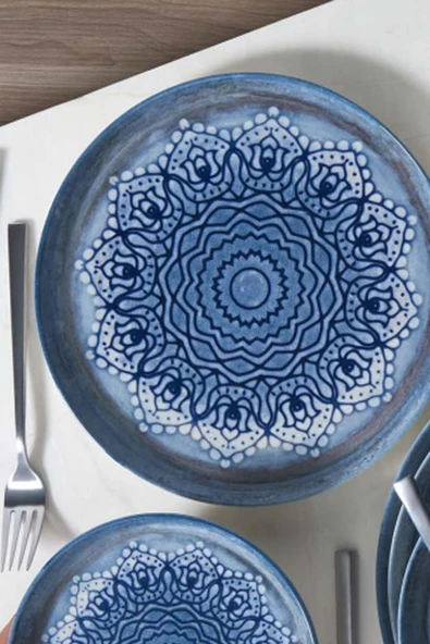 Güral Porselen Blue Voyage 18 Cm Bilbao Bone Düz Tabak 1 Adet