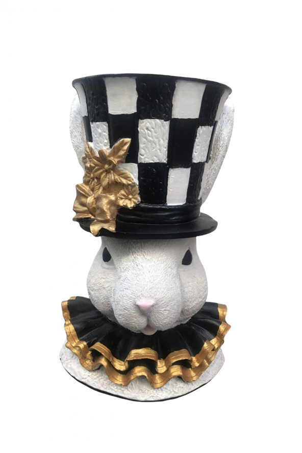 Paskalya Dama Desen Tavşan Saksı - 2