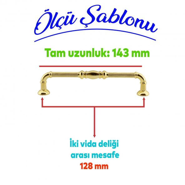 Buket Mobilya Mutfak Dolabı Çekmece Dolap Kapak Kulpu Kulbu Altın (128 MM-12.8 CM) Metal Kulpları - 2