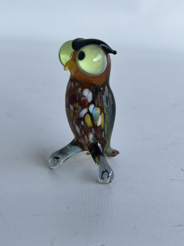 El Yapımı Murano Cam Baykuş Biblo A83 - Resim 2