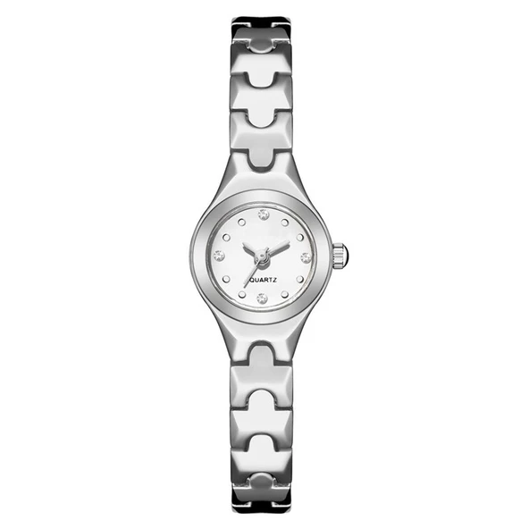 Minimal Küçük Kasa LPC Kaplama Metal Gümüş Kadın Kol Saati KKS00036 - 2