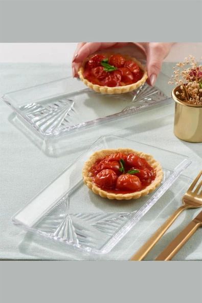 Paşabahçe 68153  Madlen 2’li Dikdörtgen Küçük Servis Tabağı 22X12 cm - Resim 2