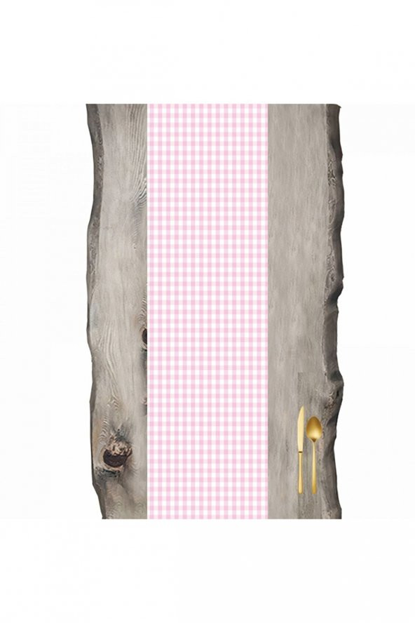 Pembe Beyaz Kare Desen Pötikare Ranır - Runner