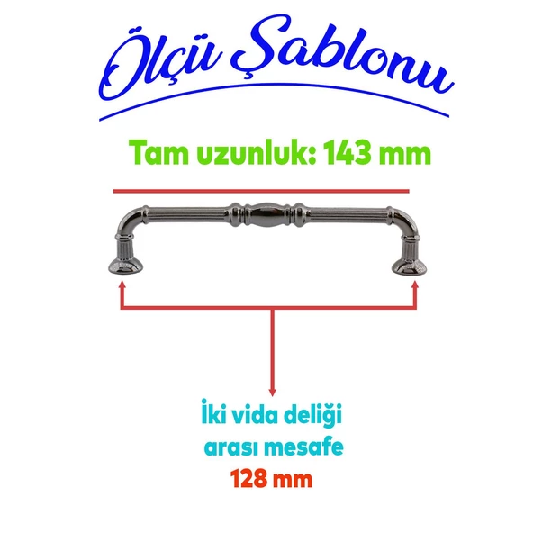 Buket Mobilya Mutfak Dolabı Çekmece Dolap Kulpu Kulpları Kulbu Füme (128 MM-12.8 CM) Metal Kulp - 2