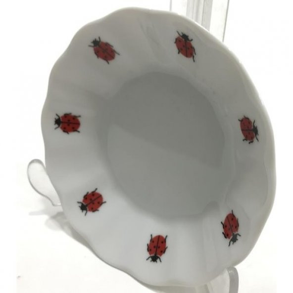 PORLAND PORSELEN 6'LI 127912 UĞUR BÖCEĞİ ÇAY TABAĞI - 4