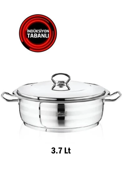 Safinox Çelik Flavia Metal Kulplu 24x08 Cm İndiksiyon Basık Tencere 3.7 lt 18/10 ürün görseli