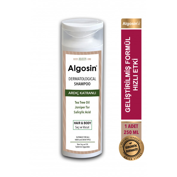 Algosin Dermotolojik  Ardıç Katranlı Bitkisel Çay Ağacı Saç ve Vücut Şampuanı 250 ml