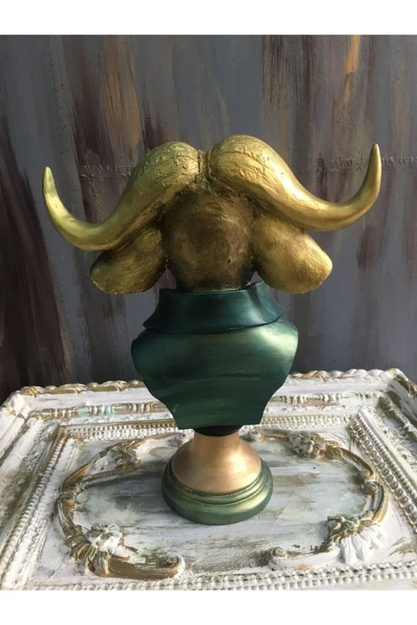 Boğa Altın & Yeşil Desen Dekoratif Obje - 3