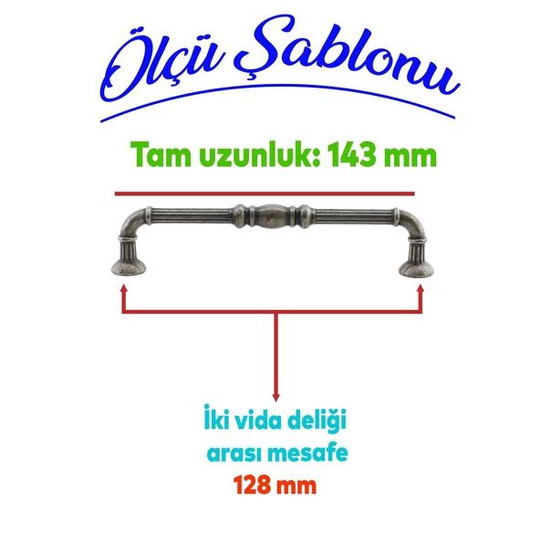 Buket Eskitme Antik Gümüş (128 mm-12.8 cm) Metal Mobilya Mutfak Çekmece Dolap Kulpu Kulbu Kulpları - Resim 2