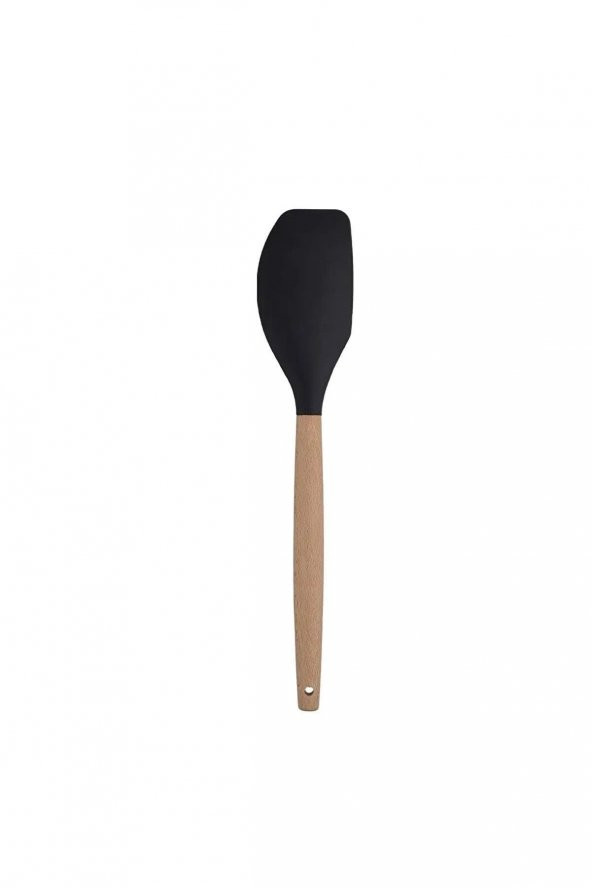 MİEN Bambu Saplı Silikon Yan Spatula Siyah