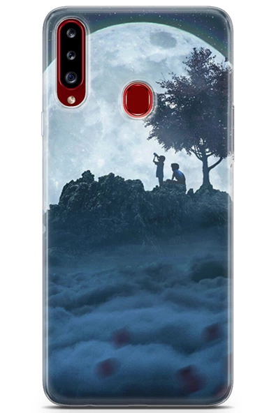 Samsung Galaxy A20s Kılıf Seri Moon 04 Teleskop Silikon Kılıf Duman Gri