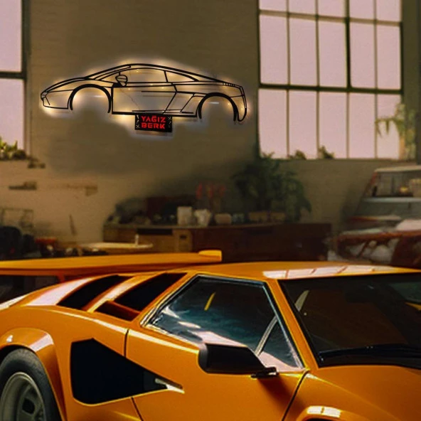 Veraart Işıklı Kişiselleştirilebilir Araba Temalı Tablo Lamborghini Dekoratif Gece Lambası 80 cm - 6