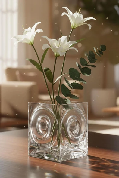 Paşabahçe Denizlicam El imalatı Kristal Kare Dekoratif Vazo 16769 - Resim 2