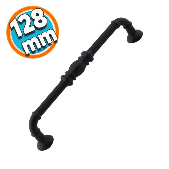 Mobilya Mutfak Dolabı Çekmece Dolap Kapak Kulpu Kulbu Mat Siyah 128 mm Metal Kulp ürün görseli
