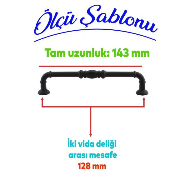 Mobilya Mutfak Dolabı Çekmece Dolap Kapak Kulpu Kulbu Mat Siyah 128 mm Metal Kulp - Resim 2