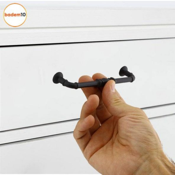 Mobilya Mutfak Dolabı Çekmece Dolap Kapak Kulpu Kulbu Mat Siyah 128 mm Metal Kulp - Resim 3