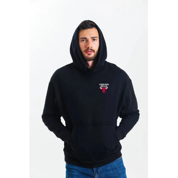 Unisex C.bulls Baskılı Kanguru Cepli Kapşonlu Sweatshirt kapşonlu