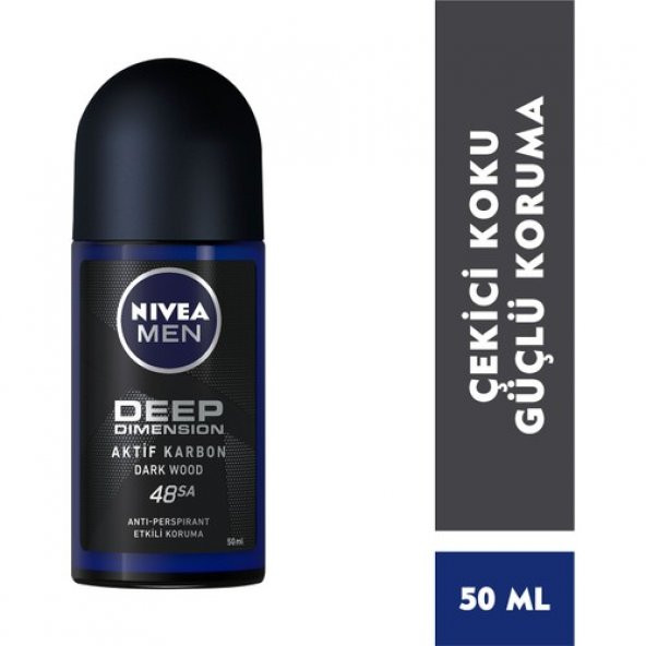 NIVEA Men Erkek Roll On Deodorant Deep Dimension 48 Saat Anti-perspirant Koruma 50ml,Erkeksi Koku
