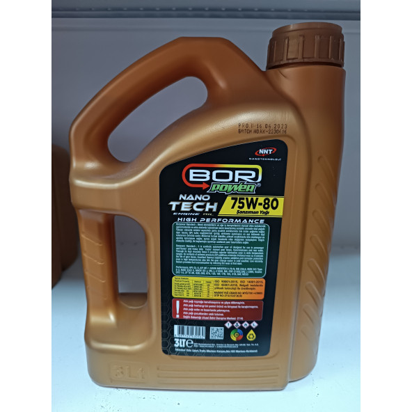 BOR POWER 75W-80 3 LT BOR KATKILI ŞANZIMAN DİŞLİ YAĞI 2023 ÜRETİM - 2