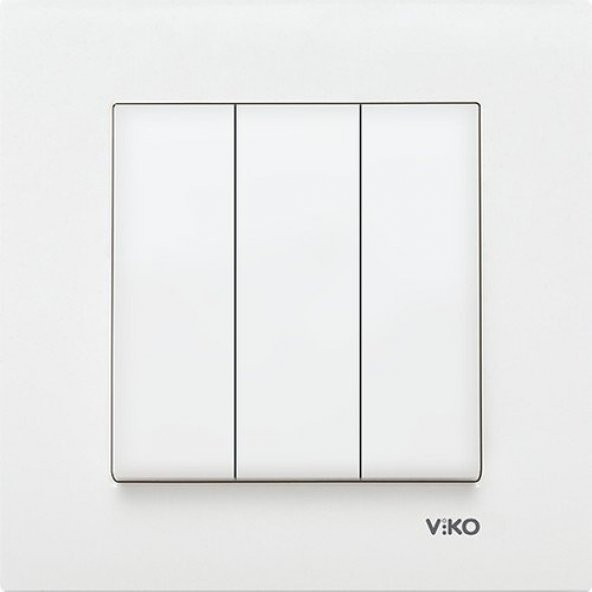 Viko Karre Beyaz Üçlü Anahtar + Çerçeve
