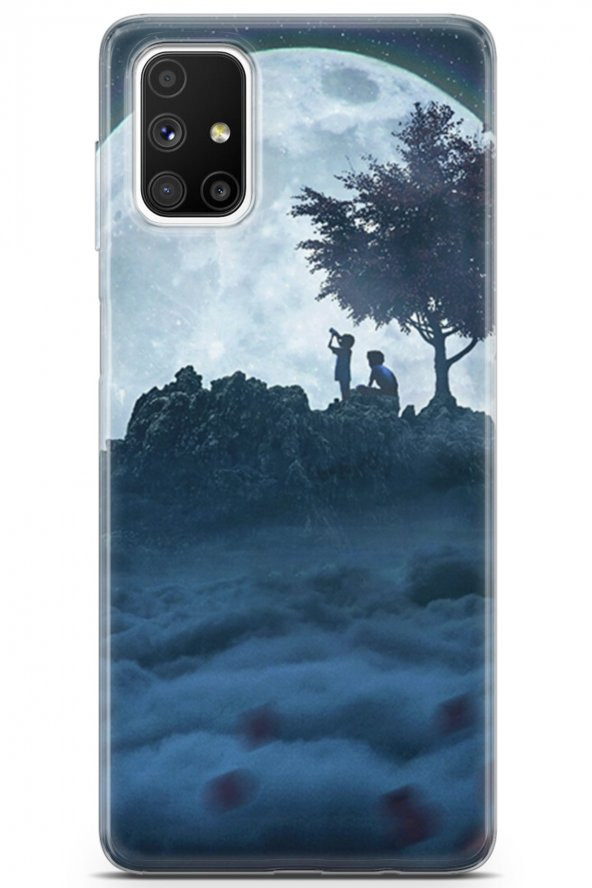 Samsung Galaxy M51 Kılıf Seri Moon 22 Ayı İzlemek Kap Gray