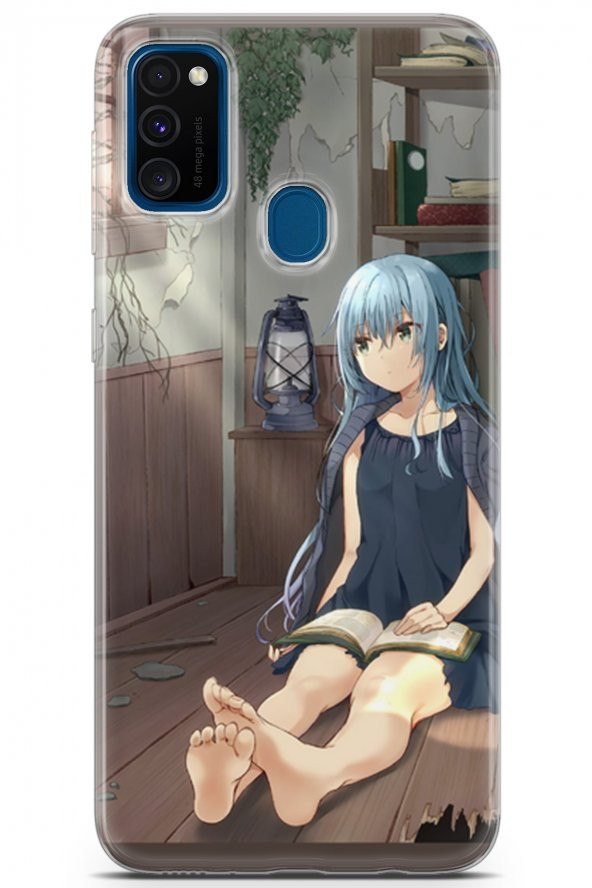 Samsung Galaxy M30s Kılıf Seri Anime 10 Mavi Saçlı Full HD Kılıf Mavi