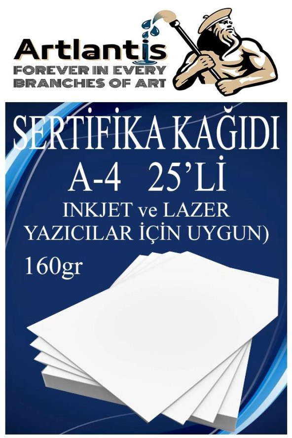 A4 Sertifika Kağıdı Kalın 25 Adet Gramajlı Fotokopi Kağıdı 160 gr Tüm Yazıcılara Uyumlu 21x29.7 cm Kalın Baskı Kağıdı