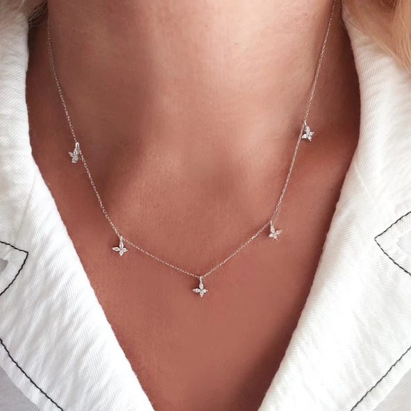 Vaoov 925 Ayar Gümüş Rodyumlu Kelebek Kolye - Resim 3