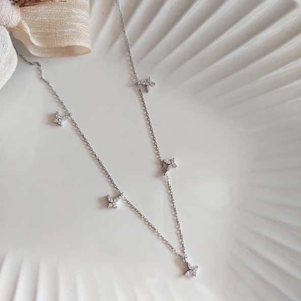 Vaoov 925 Ayar Gümüş Rodyumlu Kelebek Kolye - Resim 5