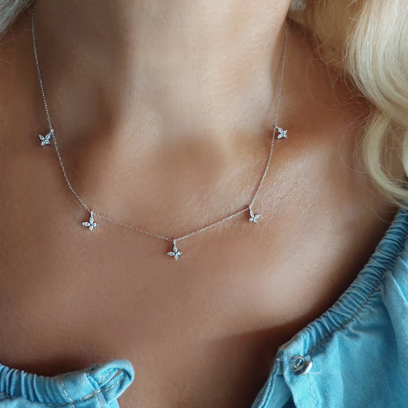 Vaoov 925 Ayar Gümüş Rodyumlu Kelebek Kolye - Resim 4