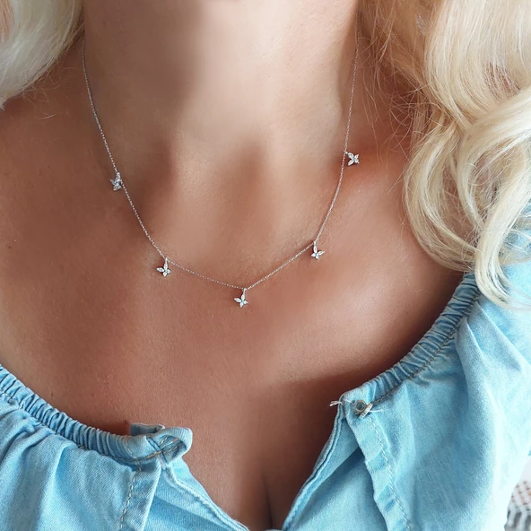 Vaoov 925 Ayar Gümüş Rodyumlu Kelebek Kolye ürün görseli