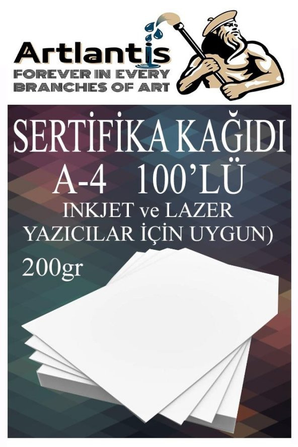 A4 Sertifika Kağıdı Kalın 100 Adet Gramajlı Fotokopi Kağıdı 200 gr Tüm Yazıcılara Uyumlu 21x29.7 cm Kalın Baskı Kağıdı