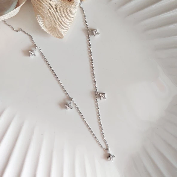 Vaoov 925 Ayar Gümüş Rodyumlu Çiçek Kolye - Resim 2