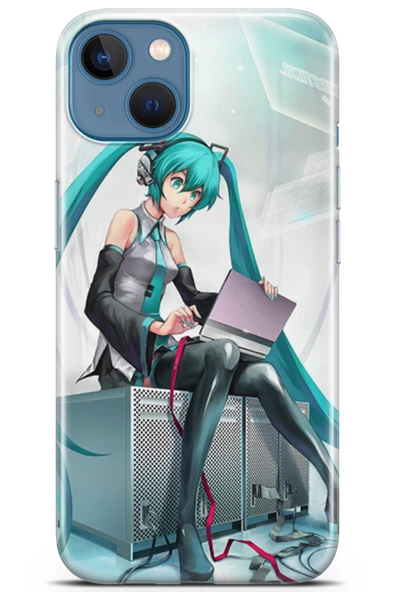 Apple iPhone 13 Kılıf Seri Anime 30 Bilgisayarlı Kenarları Şeffaf Kapak Siyah Beyaz