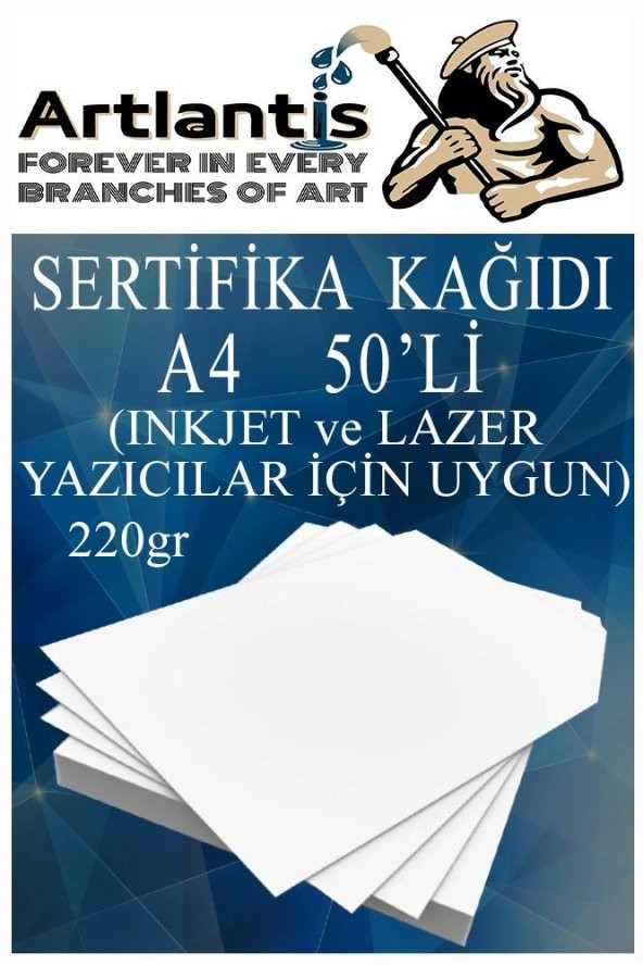 A4 Sertifika Kağıdı Kalın 50 Adet Gramajlı Fotokopi Kağıdı 220 gr Tüm Yazıcılara Uyumlu 21x29.7 cm Kalın Baskı Kağıdı