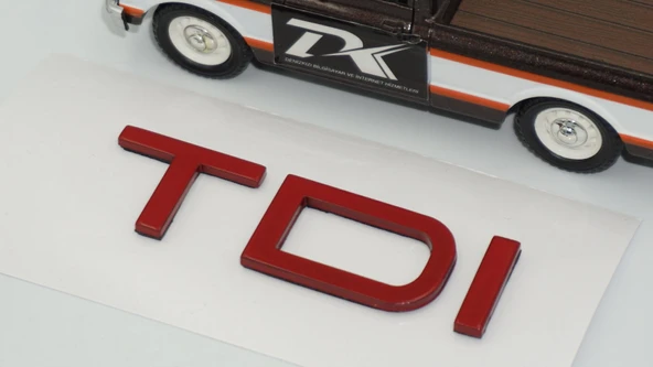 DK Tuning Audi TDi Yeni Nesil Bagaj Kırmızı ABS Yazı Logo Amblem - Resim 3